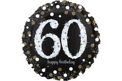 Standard Holographic Sparkling Birthday 60 Foil Balloon C55 Packaged 43 cm