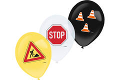 6 Latex Balloons  11" Construction Part