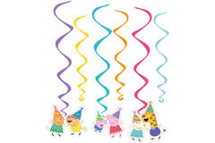 6 Swirl Decorations Peppa Pig Paper 40 cm, 60 cm