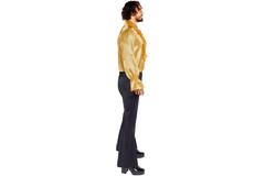 Adult Costume Satin Ruffle Shirt Gold Size Small