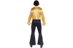Adult Costume Satin Ruffle Shirt Gold Size Medium