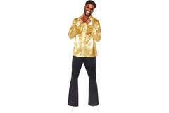 Adult Costume Satin Ruffle Shirt Gold Size Medium