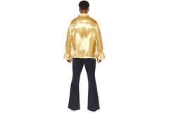 Adult Costume Satin Ruffle Shirt Gold Size Medium