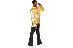 Adult Costume Satin Ruffle Shirt Gold Size XL