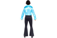 Adult Costume Satin Ruffle Shirt Blue Size Medium
