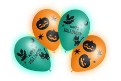 4 Latex Balloons LED Cats & Bats 27.5 cm / 11"