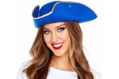 Pirate Hat molded - Blue with Gold edge One size