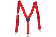 Suspender Sequin Braces - Red 2.5cm Adult One size