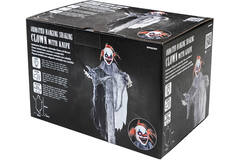 Animatronic Hanging Shaking Clown with Knife 28 cm x 20 cm x 60 cm
