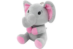 2-in-1 plush toy balloon weight elephant with pink ears, with loop, 21cm, 170g