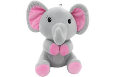 2-in-1 plush toy balloon weight elephant with pink ears, with loop, 21cm, 170g