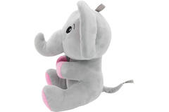 2-in-1 plush toy balloon weight elephant with pink ears, with loop, 21cm, 170g
