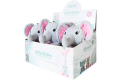 2-in-1 plush toy balloon weight elephant with pink ears, with loop, 21cm, 170g