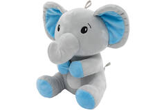 2-in-1 plush toy balloon weight elephant with blue ears, with loop, 21cm, 170g