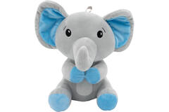 2-in-1 plush toy balloon weight elephant with blue ears, with loop, 21cm, 170g