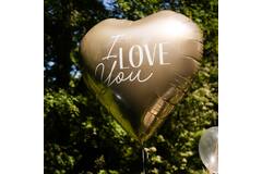 Foil Balloon - Shape - Heart - ‘I love you’ - Gold - 98x98 cm
