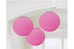 3 Lanterns Bright Pink Paper 24.1 cm