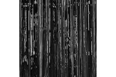 Door Curtain Black Metallic Plastic 243 x 91.4 cm