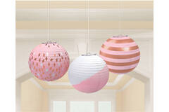 3 Lanterns Rose Gold Blush Paper 24.1 cm
