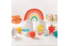 Table Decoration Kit Retro Rainbow Paper 7 Parts 33 cm / 12.7 cm / 12.7 cm