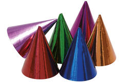 10 Party Cone Hats Assorted Paper Height 15.5 cm