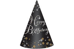 8 Cone Hats Sparkling Gold Celebrations