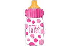 Foil Balloon - Shape - Baby Bottle "IT'S A GIRL" - 25 x 58 cm