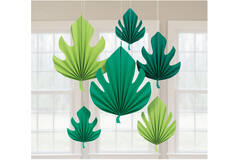 6 Fan Decorations Palm Leaf Paper 20.3 cm ( 30.4 cm / 40.6 c