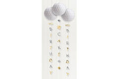 3 Honeycomb Decorations With Tails Birthday Accessories Silver & Gold Paper Height 121,9cm