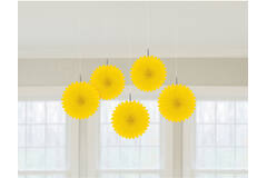 5 Fan Decorations Sunshine Yellow Paper15.2 cm