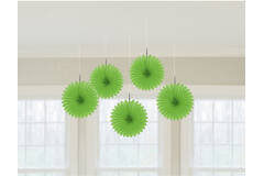 5 Fan Decorations Kiwi Green Paper 15.2 cm
