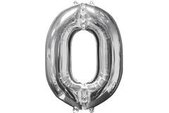 Foil Balloon - Number - 0 - Silver - 51 x 66 cm
