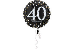 Foil balloon - Holographic Sparkling - "40 Happy Birthday" - 45 cm