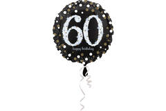 Foil balloon - Holographic Sparkling - "60 Happy Birthday" - 45 cm