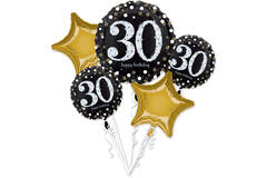 Foil Balloon Bouquet – Sparkling 30th Birthday – 5 pieces
