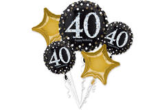 Foil Balloon Bouquet – Sparkling 40th Birthday – 5 pieces