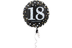 Foil balloon - Holographic Sparkling - "18 Happy Birthday" - 45 cm
