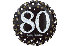 Foil balloon - Holographic Sparkling - "80 Happy Birthday" - 45 cm