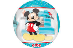 "Orbz ""Mickey 1st Birthday"" Foil Balloon Clear, G40, packed, 38 x 40