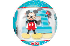 "Orbz ""Mickey 1st Birthday"" Foil Balloon Clear, G40, packed, 38 x 40