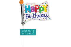 Foil Balloon – Mini Shape – Flag – “Happy Birthday” – 25 x 20 cm
