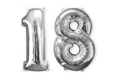 Foil Balloon - Number Duo - "18" - Silver - 66 cm