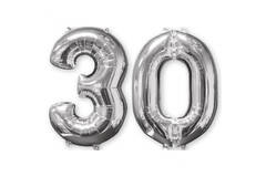 Foil Balloon - Number Duo - "30" - Silver - 66 cm