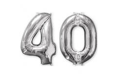 Foil Balloon - Number Duo - "40" - Silver - 66 cm