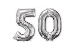 Foil Balloon - Number Duo - "50" - Silver - 66 cm