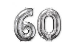 Foil Balloon - Number Duo - "60" - Silver - 66 cm