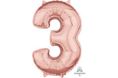 Foil Balloon - Number - 3 - Rose Gold - 43 x 66 cm