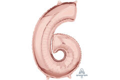 Foil Balloon - Number - 6 - Rose Gold - 43 x 66 cm