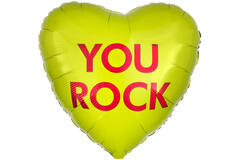 Foil Balloon - Shape - Heart - "YOU ROCK" - 45 cm