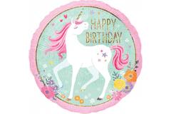 Standard Holographic Magical Unicorn Happy Birthday Foil Balloon S55 P